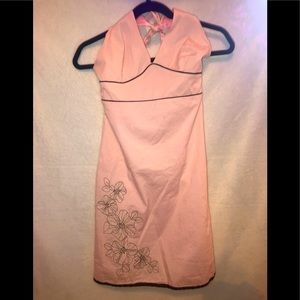 Pink&Brown floral embroidered dress